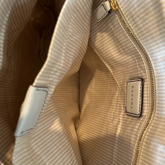 Sazaby Japan tote in cream brown accent straps with gold hardware - Picture 6 of 9